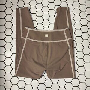 Vuori Women’s Taupe High Rise Performance Leggings Contrast Seams